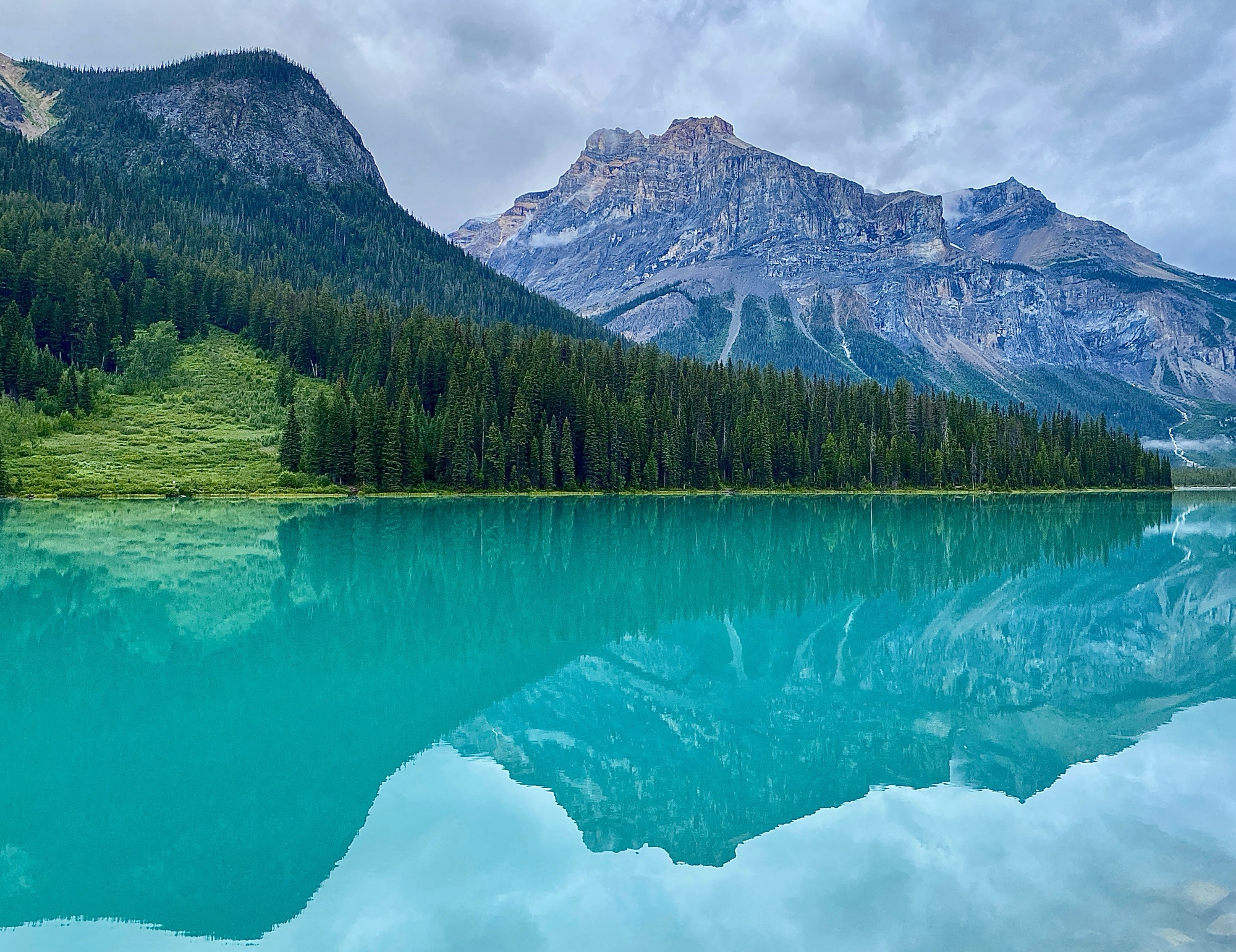 Canadian mountain lake surrounded by forest